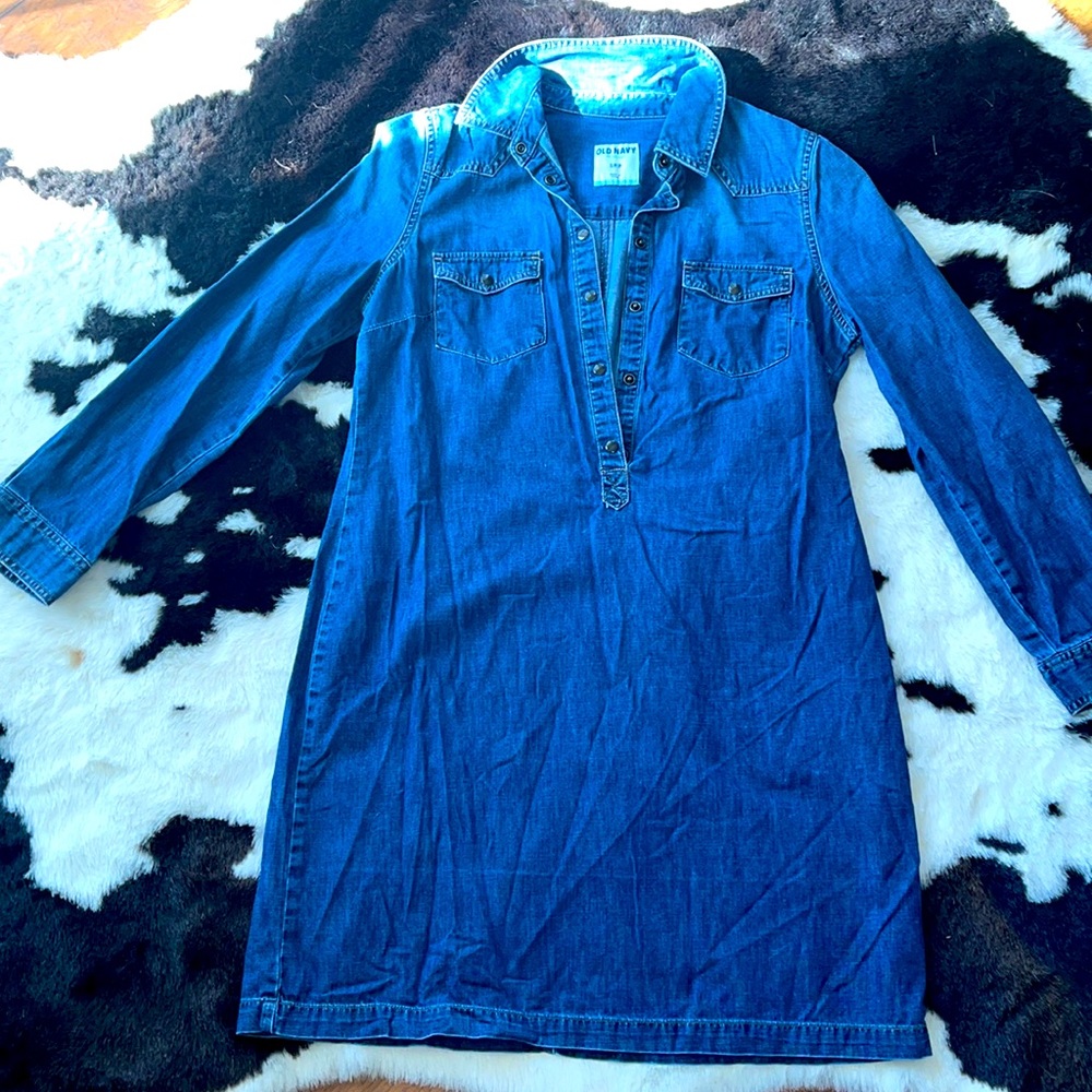 Long sleeve blue Jean dress from old navy size small